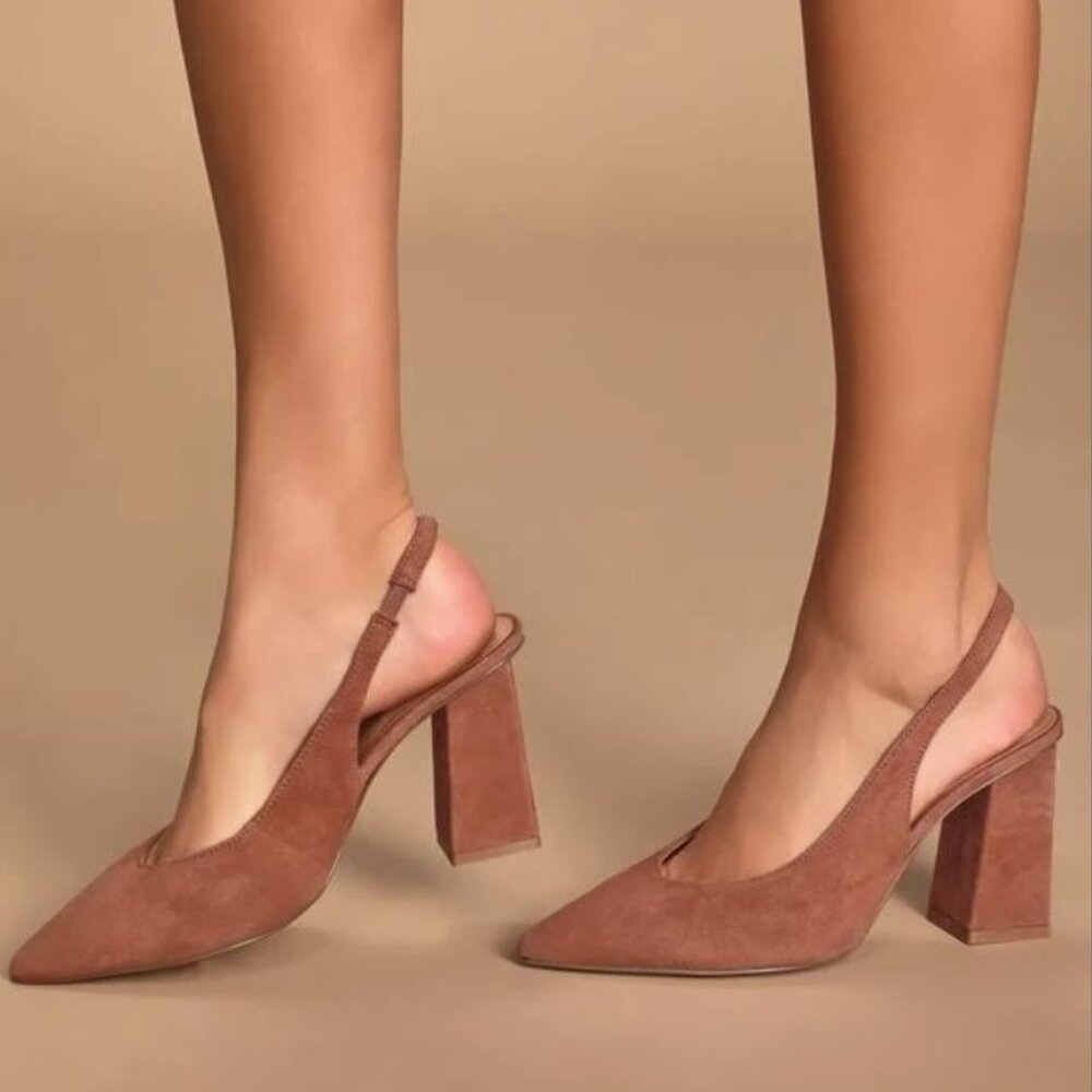 Chinese Laundry Pink Suede Block Heel Slingback Pumps Size 9